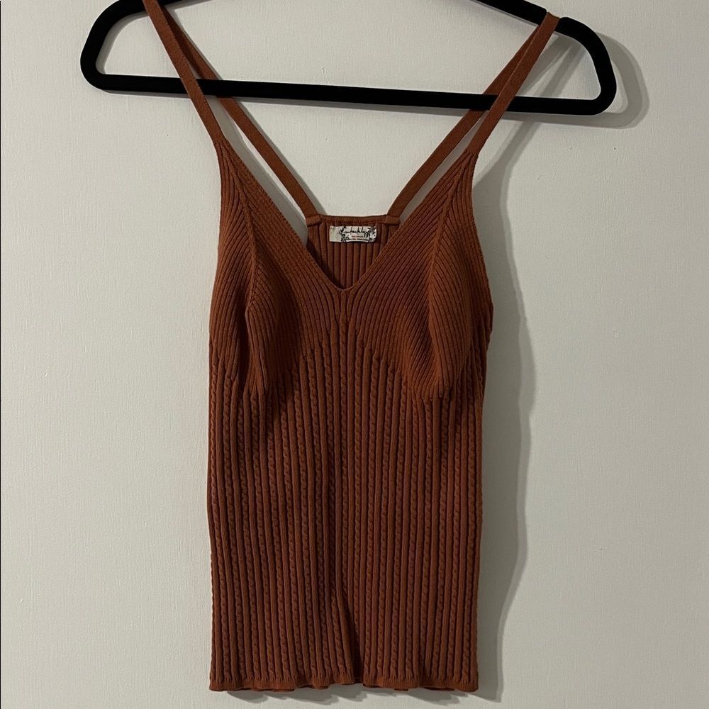 Free People Rust Orange Knit Ribbed Thick Camisole M